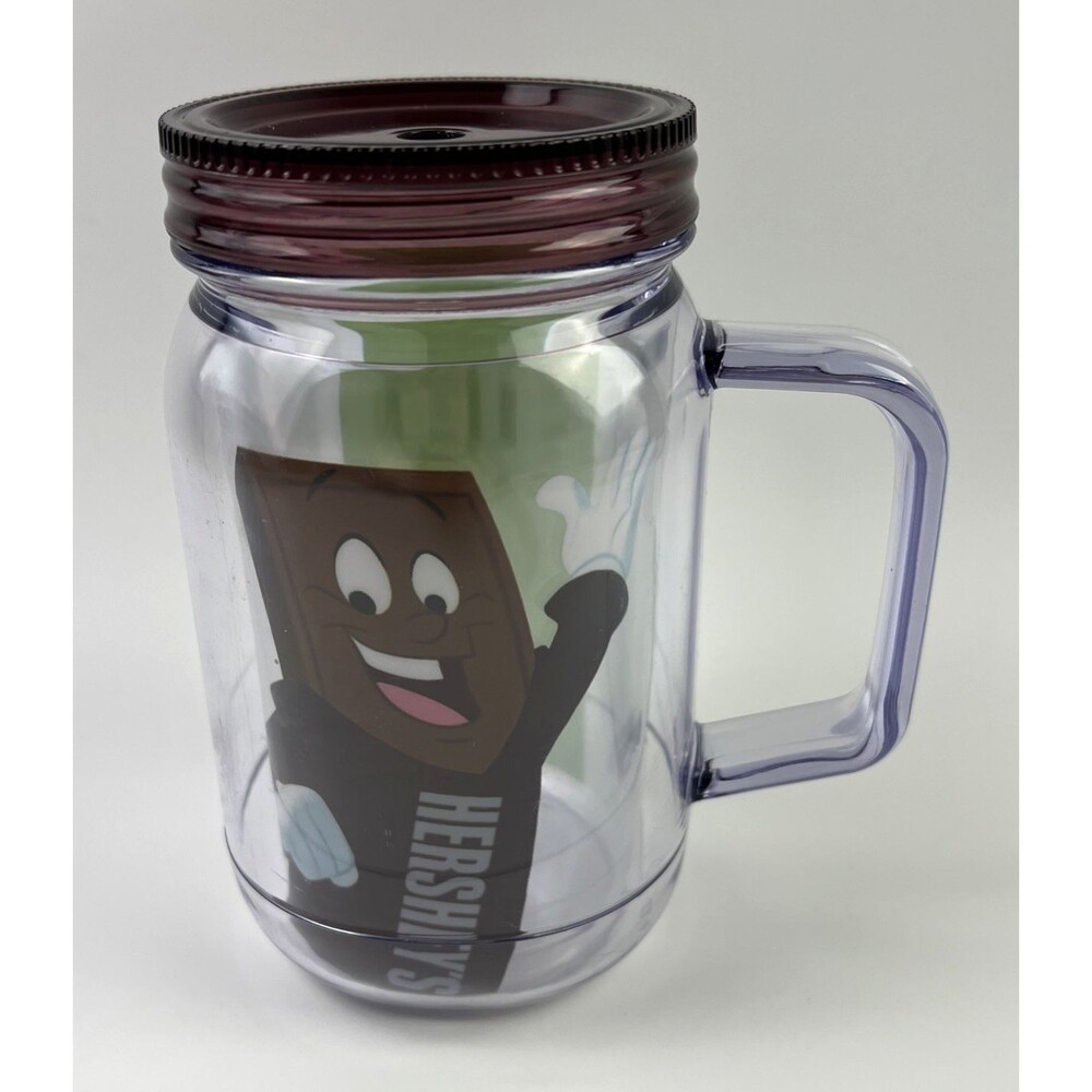 Hershey Plastic Mason Jar Style Missing Straw Mug is in Great Condition